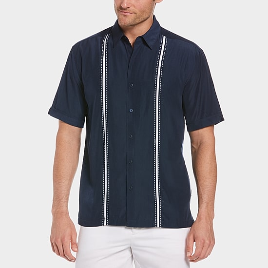 Cubavera Pick Stitch Mens Short Sleeve Regular Fit Button-Down Shirt