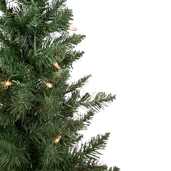Northlight Set Of 2 Potted Porch Topiary Slim Artificial Clear Lights 4 Foot Pre-Lit Pine Christmas Tree