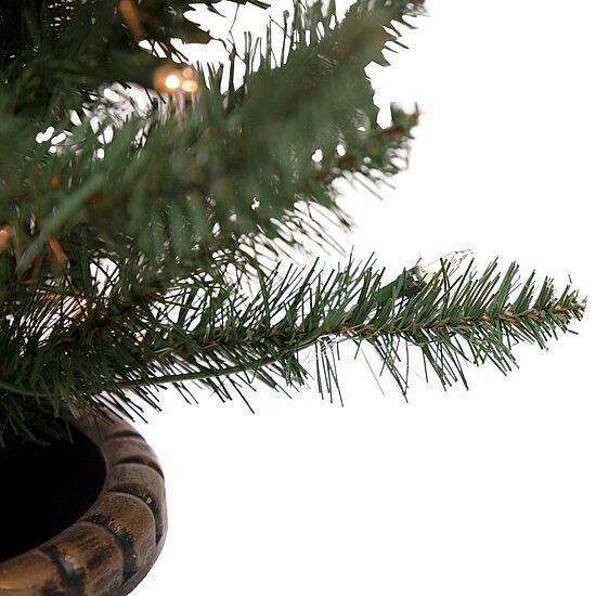 Northlight Set Of 2 Potted Porch Topiary Slim Artificial Clear Lights 4 Foot Pre-Lit Pine Christmas Tree