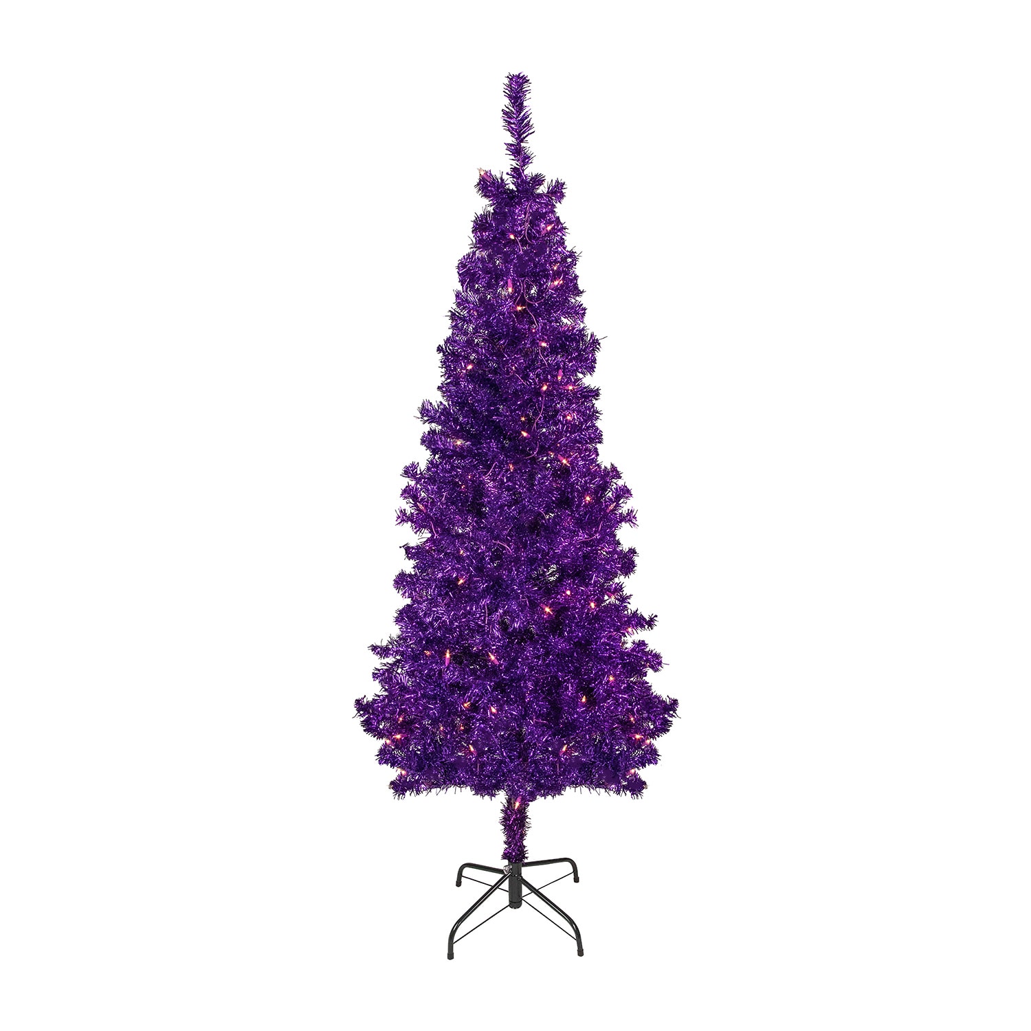 Northlight Purple Artificial Tinsel  Clear Lights 6 Foot Pre-Lit Christmas Tree
