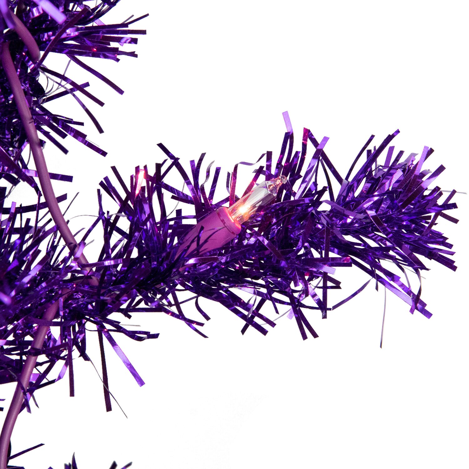 Northlight Purple Artificial Tinsel  Clear Lights 6 Foot Pre-Lit Christmas Tree