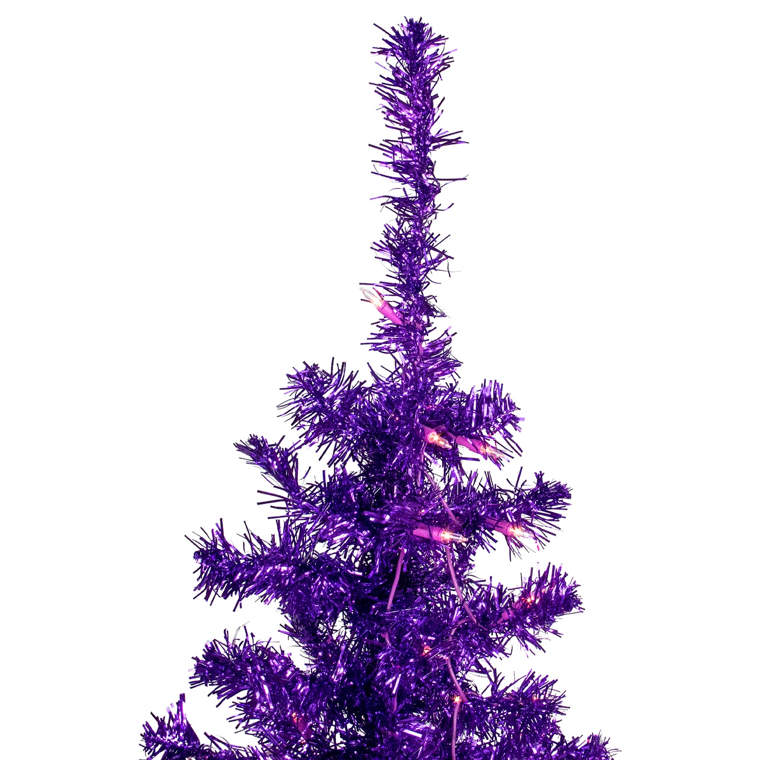 Northlight Purple Artificial Tinsel  Clear Lights 6 Foot Pre-Lit Christmas Tree