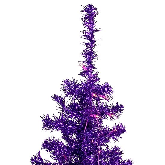 Northlight Purple Artificial Tinsel  Clear Lights 6 Foot Pre-Lit Christmas Tree