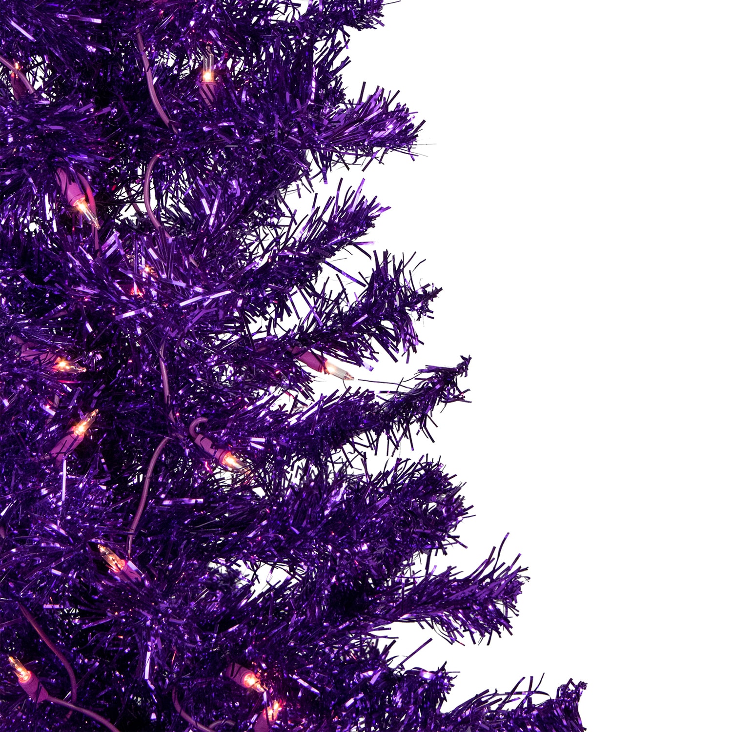Northlight Purple Artificial Tinsel  Clear Lights 6 Foot Pre-Lit Christmas Tree