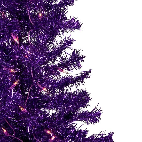 Northlight Purple Artificial Tinsel  Clear Lights 6 Foot Pre-Lit Christmas Tree
