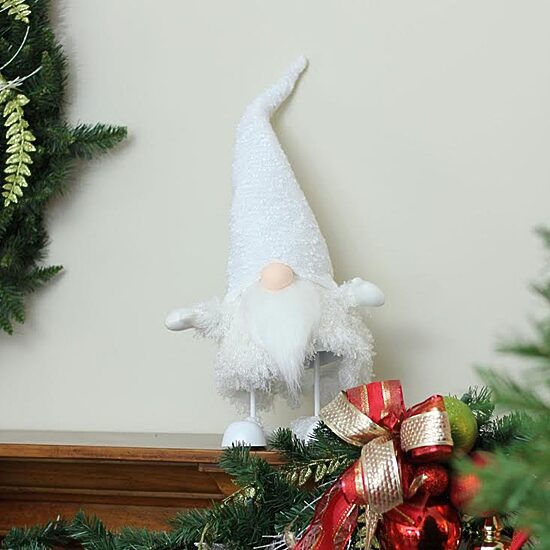 Northlight 24in Pure White Sparkling Saul Bobble Action Christmas Christmas Gnome