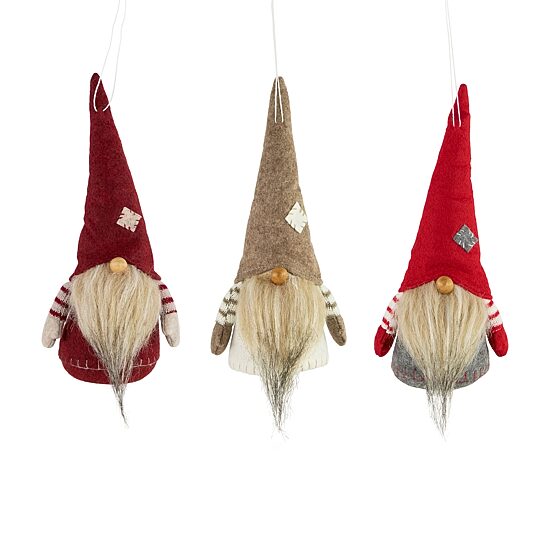Northlight Set Of 3 Red And Gray Bearded Chubby Santa Christmas 10.5in Christmas Gnome