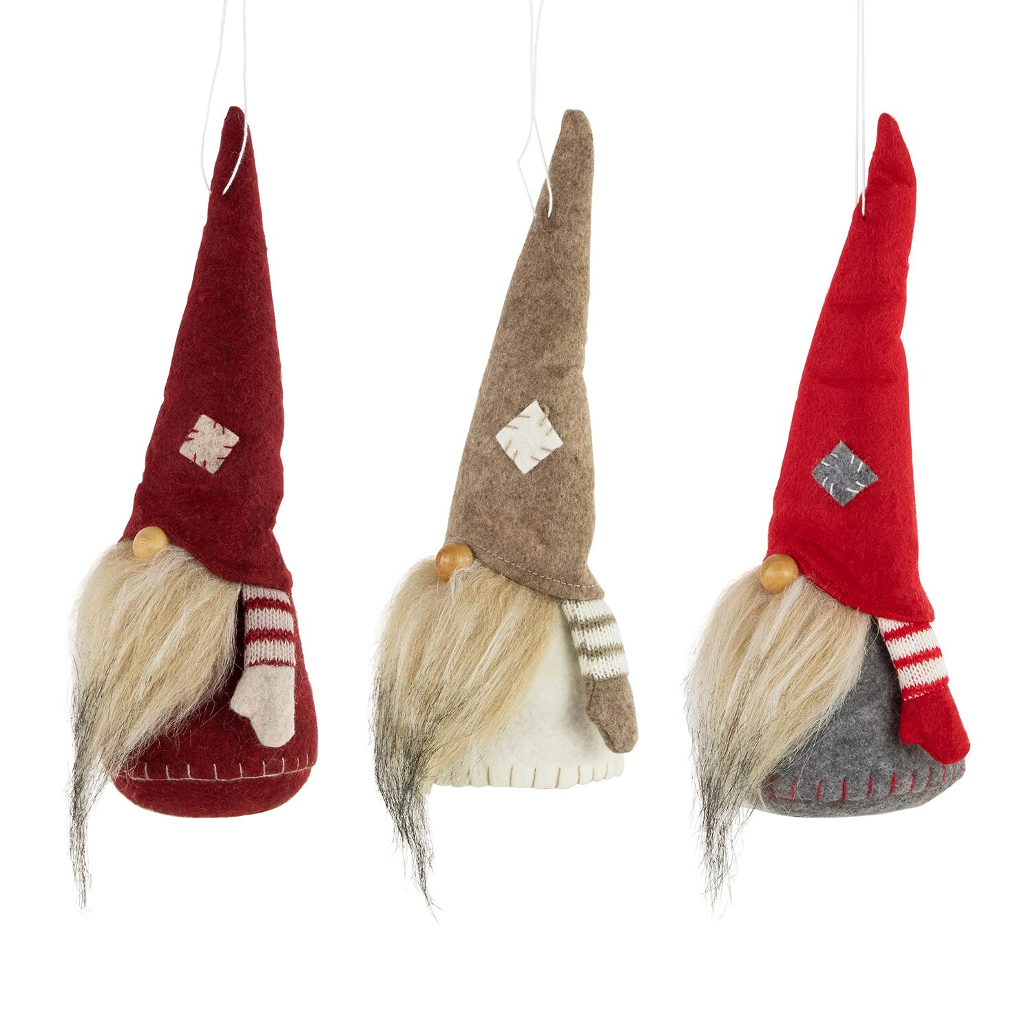 Northlight Set Of 3 Red And Gray Bearded Chubby Santa Christmas 10.5in Christmas Gnome