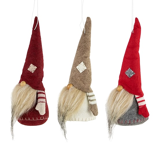 Northlight Set Of 3 Red And Gray Bearded Chubby Santa Christmas 10.5in Christmas Gnome
