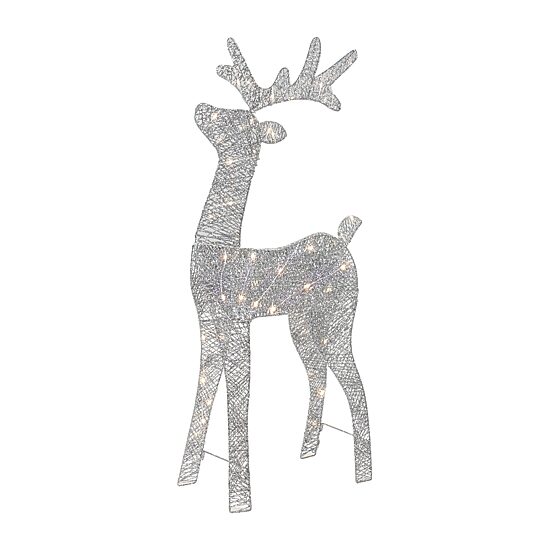 Northlight 39.5in Led Lighted Silver Glitter Reindeer Christmas Yard Art