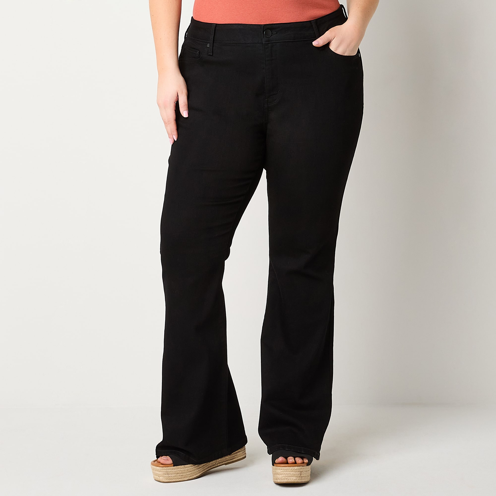 a.n.a Womens Plus High Rise Flare Leg Jean