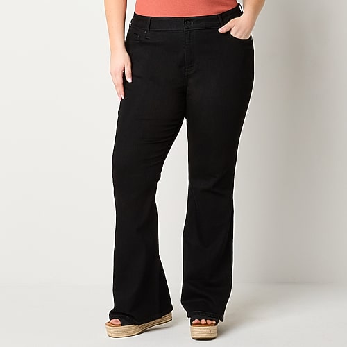 A.N.A Womens Plus High Rise Flare Leg Jean, 24w, Black