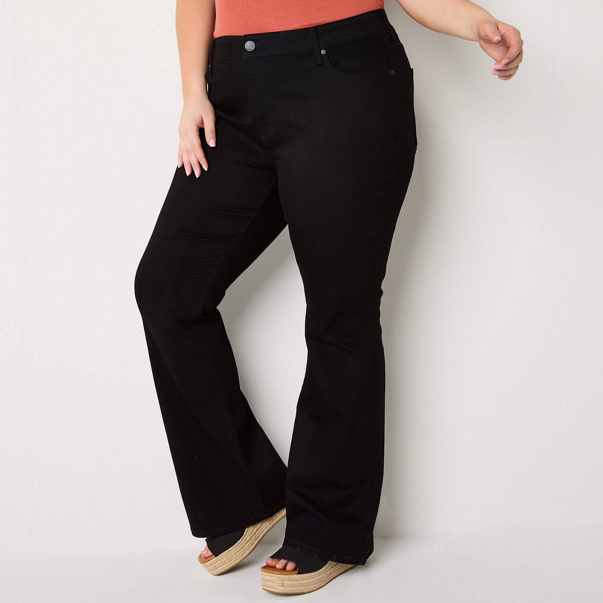 a.n.a Womens Plus High Rise Flare Leg Jean