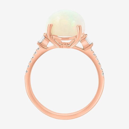 Effy Final Call Limited Quantities! Womens 1/7 CT. T.W. Genuine White Opal 14K Rose Gold Cocktail Ring