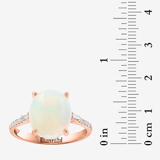 Effy Final Call Limited Quantities! Womens 1/7 CT. T.W. Genuine White Opal 14K Rose Gold Cocktail Ring