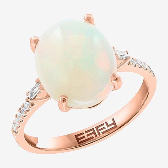 Effy Final Call Limited Quantities! Womens 1/7 CT. T.W. Genuine White Opal 14K Rose Gold Cocktail Ring