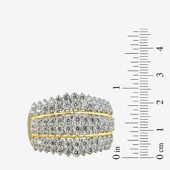 Womens 2 CT. T.W. Lab Grown White Diamond 10K Gold Cocktail Ring