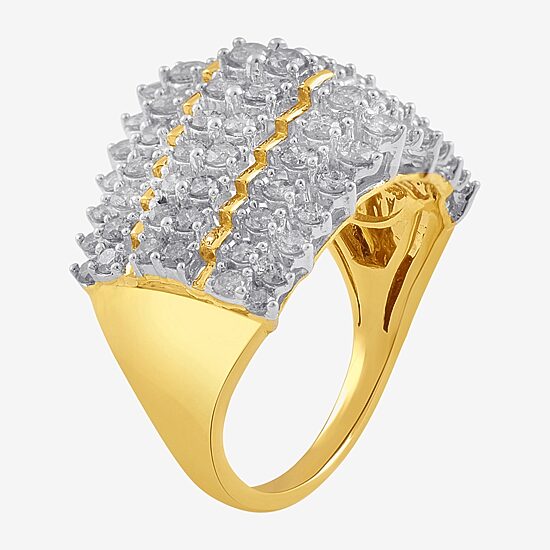 Womens 2 CT. T.W. Lab Grown White Diamond 10K Gold Cocktail Ring