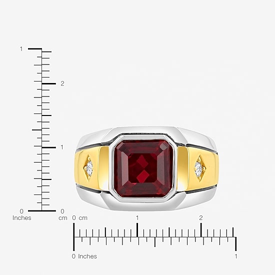 Mens Lab-Created Gemstone & White Sapphire Ring
