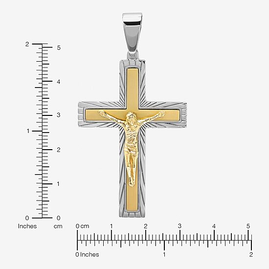 Crucifix Mens Stainless Steel Cross 24 Inch Pendant Necklace