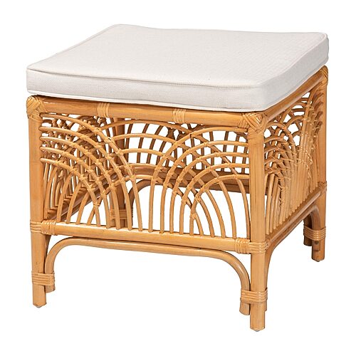 Materra Modern bohemian Natural Brown Rattan Footstool