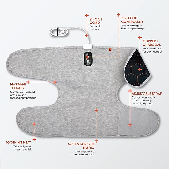 Sharper Image Calming Heat Copper + Charcoal Massaging Knee Compression Wrap