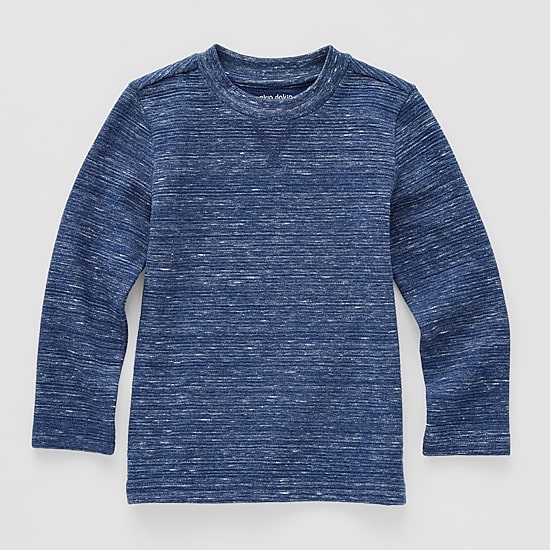 Okie Dokie Textured Knit Toddler & Little Boys Crew Neck Long Sleeve T-Shirt