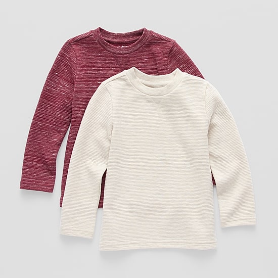 Okie Dokie Textured Knit Toddler & Little Boys Crew Neck Long Sleeve 2-pc. T-Shirt