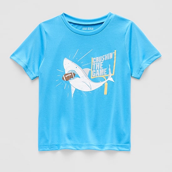 Okie Dokie Active Toddler & Little Boys Crew Neck Short Sleeve Regular Fit Graphic T-Shirt