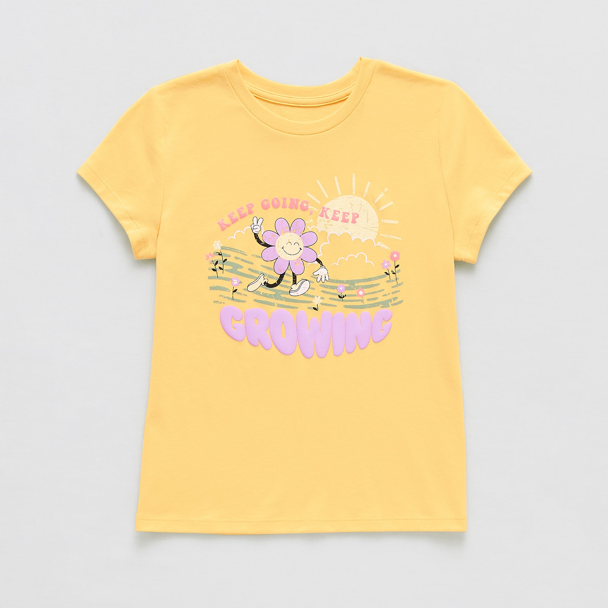 Thereabouts Little & Big Kid Girls Round Neck Short Sleeve Regular Fit Graphic T-Shirt