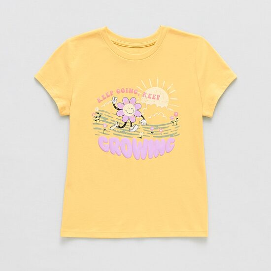 Thereabouts Little & Big Kid Girls Round Neck Short Sleeve Regular Fit Graphic T-Shirt