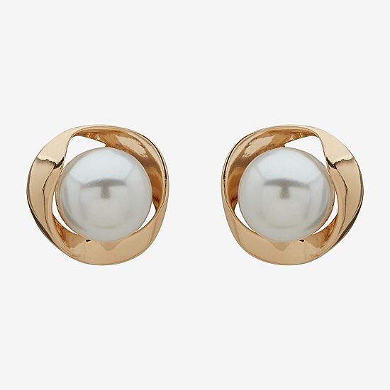 Worthington Gold Tone Simulated Pearl 19mm Stud Earrings
