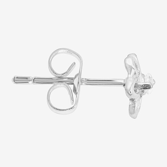 Silver Treasures Cubic Zirconia Sterling Silver 5.8mm Flower Stud Earrings