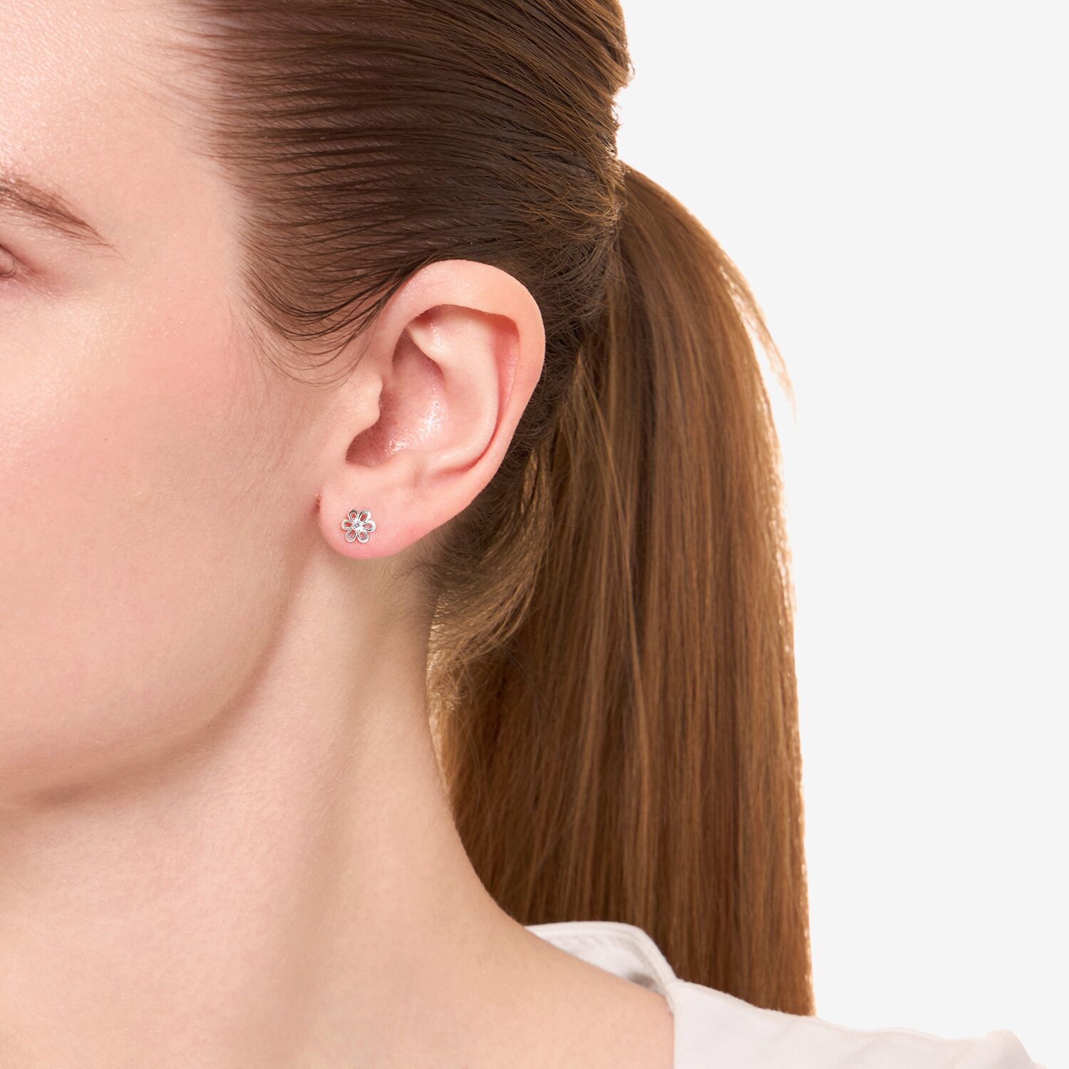Silver Treasures Cubic Zirconia Sterling Silver 5.8mm Flower Stud Earrings