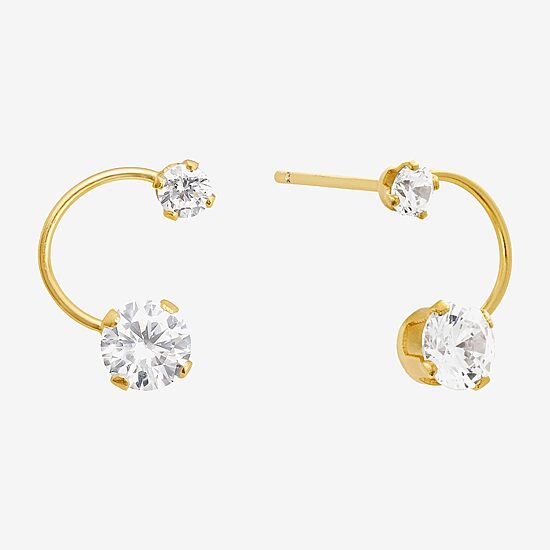 Silver Treasures Cubic Zirconia 14K Gold Over Silver 10.4mm Stud Earrings