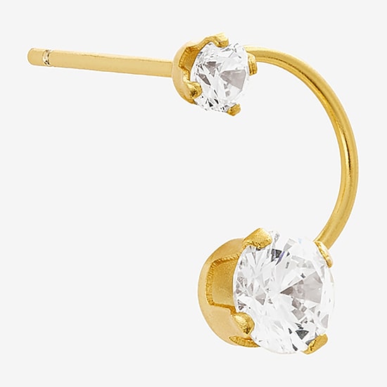 Silver Treasures Cubic Zirconia 14K Gold Over Silver 10.4mm Stud Earrings