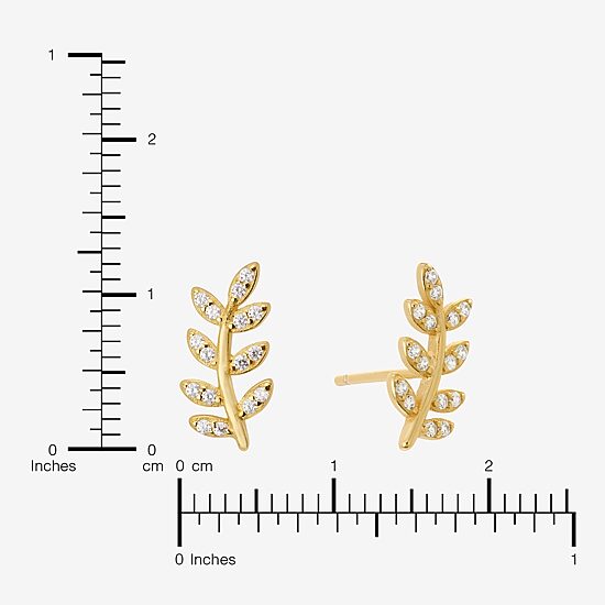 Silver Treasures Cubic Zirconia 14K Gold Over Silver 12.1mm Stud Earrings