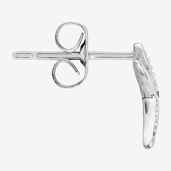 Silver Treasures Starfish Cubic Zirconia Sterling Silver 8.8mm Stud Earrings