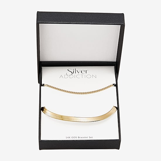 Silver Addiction Womens 2-pc. 14K Gold Over Silver Bracelet Set