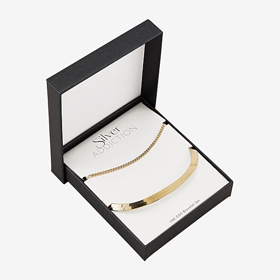 Silver Addiction Womens 2-pc. 14K Gold Over Silver Bracelet Set