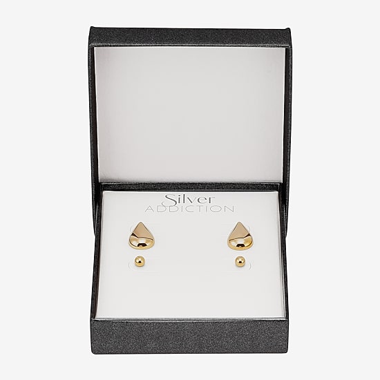 Silver Addiction Womens 14K Gold Over Silver 2 Pair Earring Set