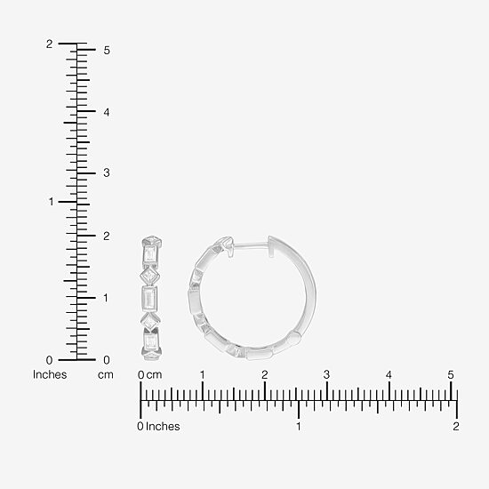 Limited Quantities! Womens White Cubic Zirconia Sterling Silver 19.8mm Hoop Earrings