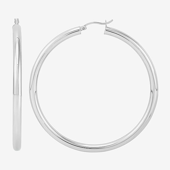 Limited Quantities! Womens Sterling Silver 50mm Hoop Earrings