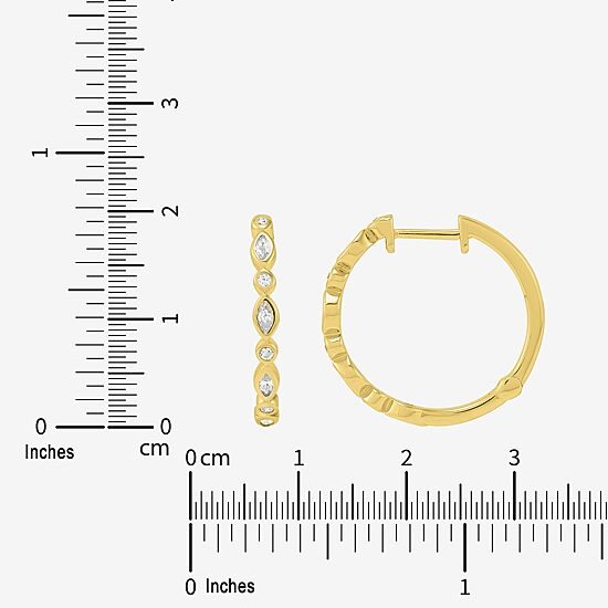 Limited Quantities! Womens White Cubic Zirconia 14K Gold Over Silver 19.8mm Hoop Earrings