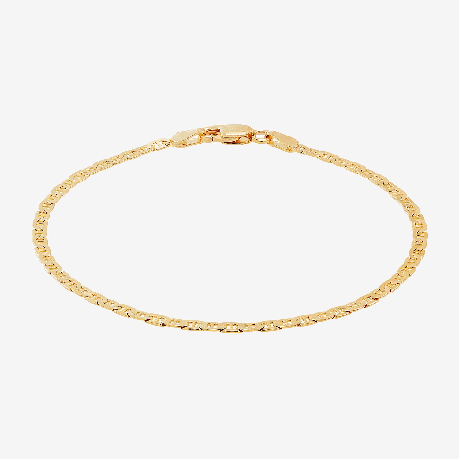 Limited Quantities! Womens 18K Gold Over Silver 7.5 Inch Solid Mariner Chain Bracelet