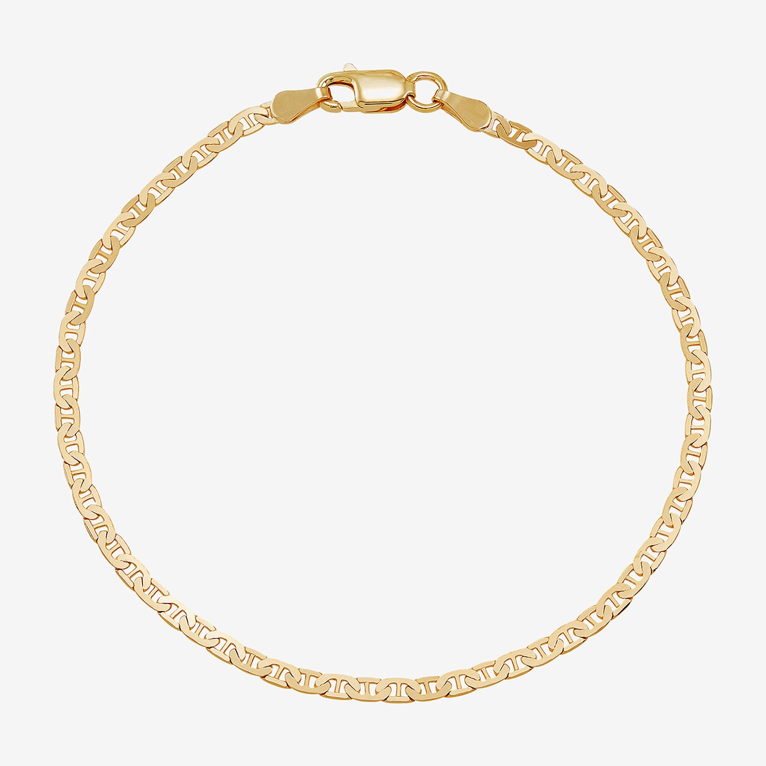 Limited Quantities! Womens 18K Gold Over Silver 7.5 Inch Solid Mariner Chain Bracelet