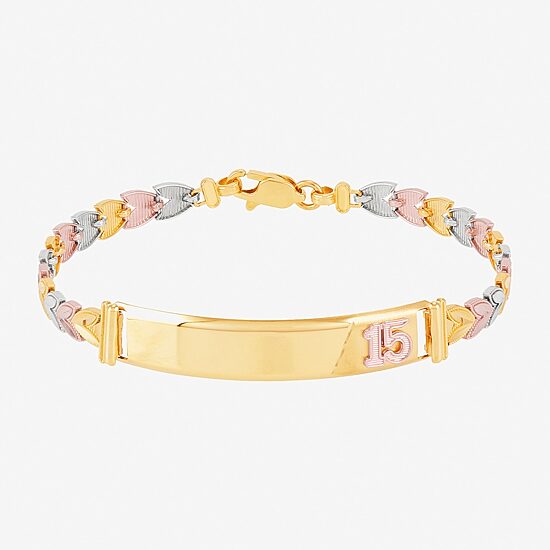 Limited Quantities! Womens 10K Gold 7.5 Inch Solid Link Id Bracelet