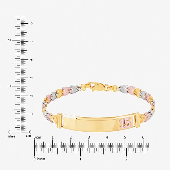 Limited Quantities! Womens 10K Gold 7.5 Inch Solid Link Id Bracelet