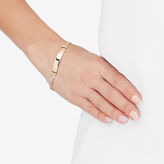 Limited Quantities! Womens 10K Gold 7.5 Inch Solid Link Id Bracelet