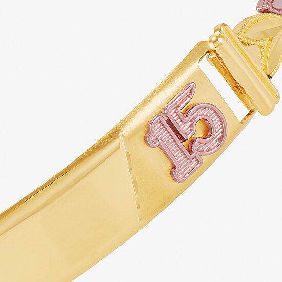 Limited Quantities! Womens 10K Gold 7.5 Inch Solid Link Id Bracelet